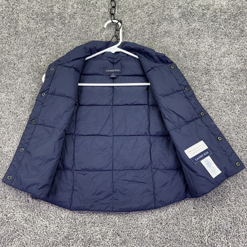 Lands' End Vest Kids S 4 Blue Quilted Down Puffer Snap Front Winter Nylon
